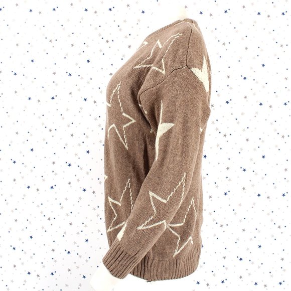 Star Pattern Knit Pullover Sweater Taupe - Picture 6 of 7